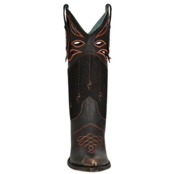 Corral Z0147 Black Cutout Embroidered Studded Cowboy Boots Pointed Toe sz 8 NIB - Picture 4 of 11